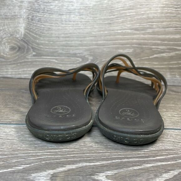 Crocs Huarache Women’s Sz 10 Bronze Brown Jelly Strappy Slip On Flip Flop Sandal - Picture 4 of 10